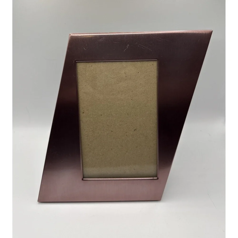 Vintage 1999 Burnes of Boston Asymmetrical Rose Gold Metal 4x6 Picture Frame